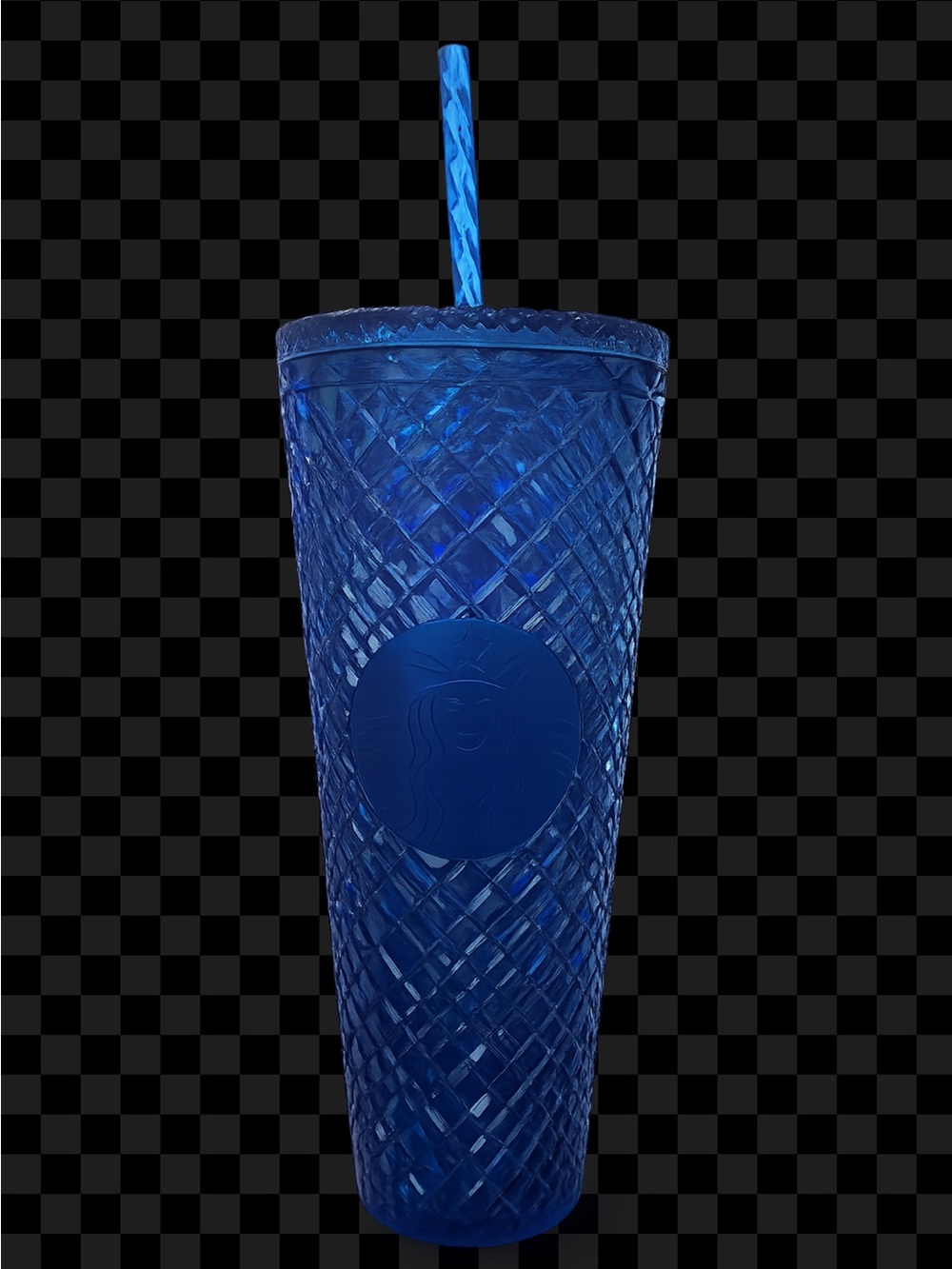 Starbucks Deep Blue Textured Diamond Tumbler with Matching Straw